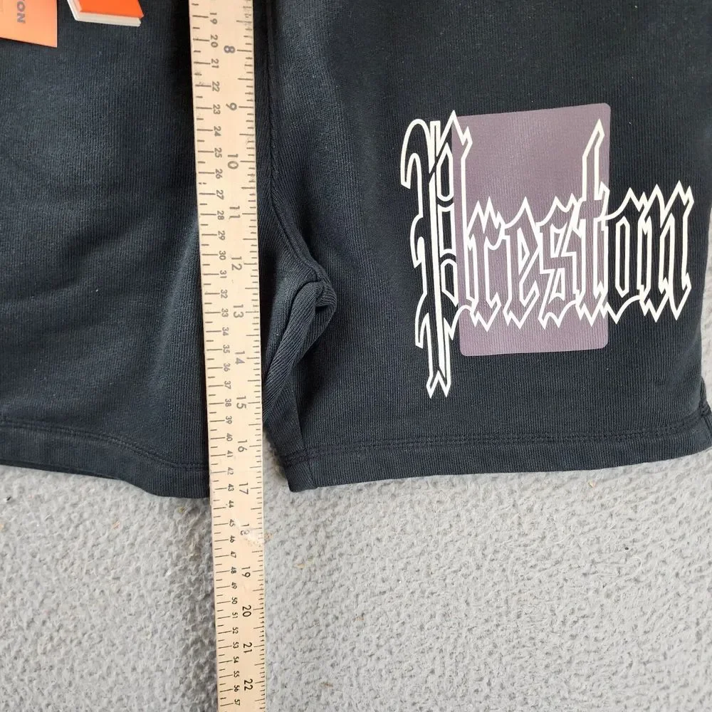 Heron Preston Color Blocks Logo Print Sweat Shorts Men's S Black Gray Pockets~ - Picture 6 of 14